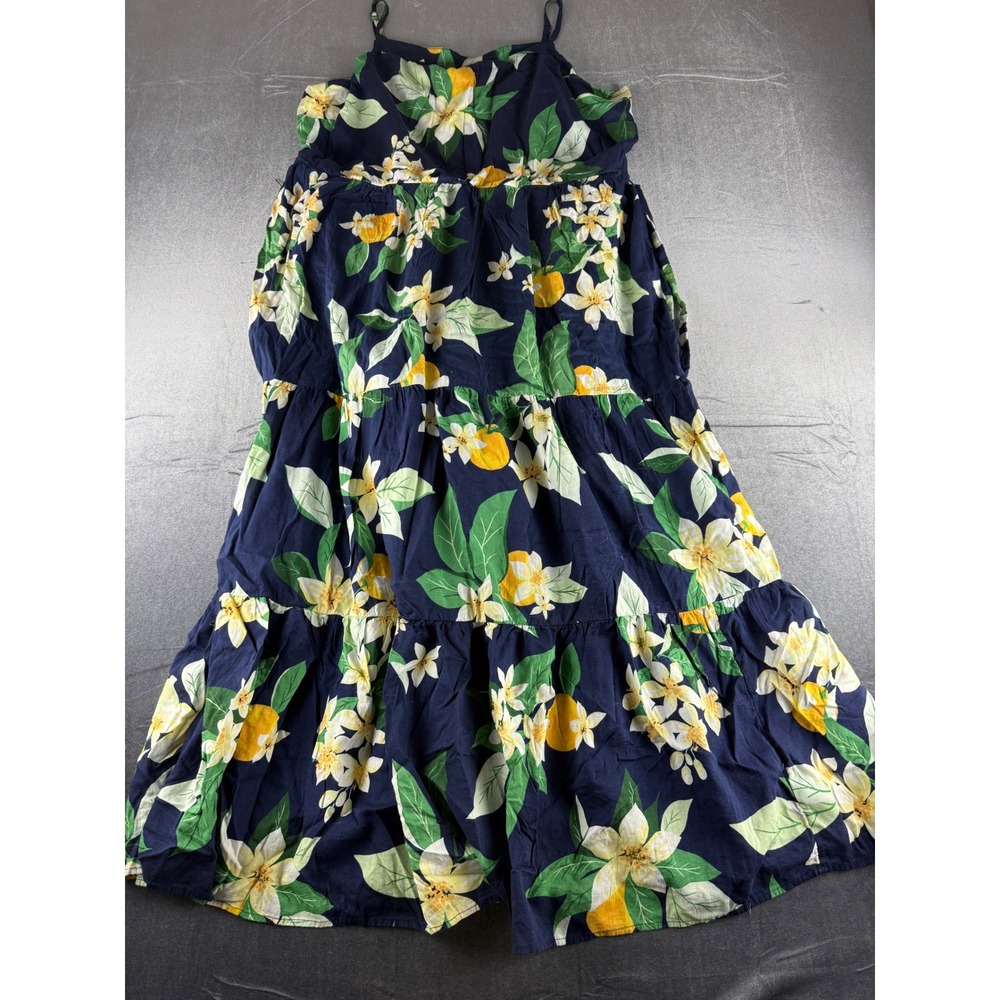 Old Navy Womens XXL Navy Blue Floral Lemon Print Tiered Maxi Dress Sleeveless
